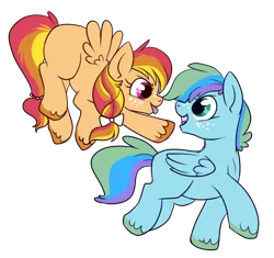 Size: 550x517 | Tagged: artist:lulubell, derpibooru import, magical lesbian spawn, oc, oc:perry russet, oc:phoenix, offspring, parent:applejack, parent:rainbow dash, parents:appledash, safe, simple background, transparent background, twins, unofficial characters only