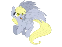 Size: 1000x750 | Tagged: safe, artist:pusspuss, derpibooru import, derpy hooves, pegasus, pony, female, happy, mare, open mouth, solo