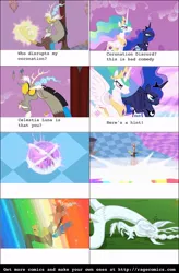 Size: 650x990 | Tagged: comic, derpibooru import, discord, galvatron, princess celestia, princess luna, safe, starscream, the transformers: the movie, transformers