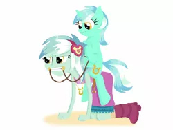 Size: 2026x1520 | Tagged: safe, artist:lortstreet54, derpibooru import, lyra heartstrings, equestria girls, all fours, bit, human ponidox, humans doing horse things, ponies riding humans, reins, riding