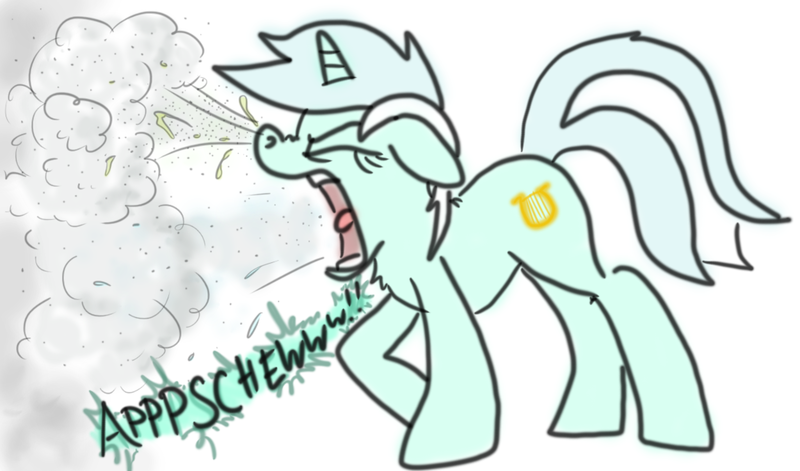 Size: 1150x677 | Tagged: artist:rainysunshine, derpibooru import, fetish, lyra heartstrings, mucus, nostrils, safe, sneeze cloud, sneezing, sneezing fetish, snot, solo, spray