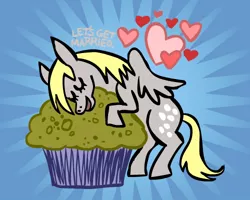 Size: 500x400 | Tagged: safe, artist:coyotecoyote, derpibooru import, derpy hooves, pegasus, pony, cargo ship, female, giant muffin, mare, muffin, solo, that pony sure does love muffins