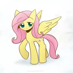 Size: 1250x1250 | Tagged: safe, artist:howxu, derpibooru import, fluttershy, pegasus, pony, blushing, female, mare, simple background, solo, white background