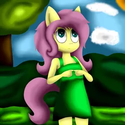 Size: 1200x1200 | Tagged: safe, artist:king-sombrero, derpibooru import, fluttershy, anthro, solo