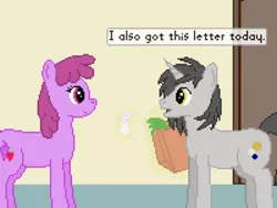 Size: 500x375 | Tagged: artist:thejakevale, bag, berry punch, berryshine, comic, comic:clockworkfamily, derpibooru import, letter, oc, oc:clockwork gear, safe