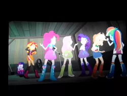 Size: 640x480 | Tagged: safe, derpibooru import, applejack, fluttershy, pinkie pie, rainbow dash, rarity, sunset shimmer, twilight sparkle, equestria girls, rainbow rocks, angry, argument, fight, humane seven, turning against each other