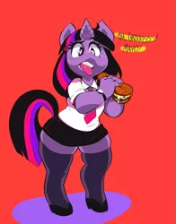 Size: 843x1078 | Tagged: anthro, artist:mangneto, chubby, derpibooru import, safe, sandwich, twilight burgkle, twilight sparkle, wide hips