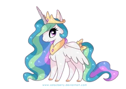 Size: 900x636 | Tagged: safe, artist:salacberry, derpibooru import, princess celestia, chibi, solo, tail bow