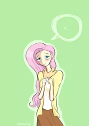 Size: 765x1077 | Tagged: artist:mintyhap, derpibooru import, fluttershy, human, humanized, safe, solo