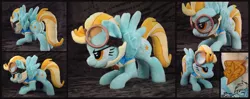 Size: 5808x2302 | Tagged: artist:zizzaz, cute, daaaaaaaaaaaw, derpibooru import, dustabetes, irl, lightning dust, photo, plot, plushie, safe, wonderbolts academy, wonderbolt trainee uniform