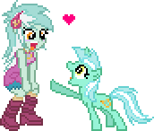 Size: 172x146 | Tagged: safe, artist:botchan-mlp, derpibooru import, lyra heartstrings, pony, unicorn, equestria girls, counter-humie, cute, desktop ponies, eye contact, eyes on the prize, female, happy, heart, human lyra, human ponidox, humie, lyra doing lyra things, lyrabetes, mare, open mouth, pixel art, pointing, self ponidox, simple background, smiling, sprite, transparent background, wide eyes