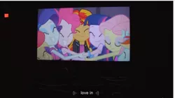 Size: 1283x717 | Tagged: safe, derpibooru import, screencap, applejack, fluttershy, pinkie pie, rainbow dash, rarity, sunset shimmer, twilight sparkle, equestria girls, rainbow rocks, group hug, meme, youtube caption