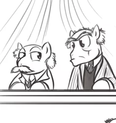 Size: 638x677 | Tagged: safe, artist:bunnimation, derpibooru import, ponified, pony, duo, grayscale, monochrome, statler, statler and waldorf, the muppets, waldorf