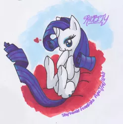 Size: 412x414 | Tagged: artist:mahoxyshoujo, derpibooru import, rarity, safe, solo, traditional art