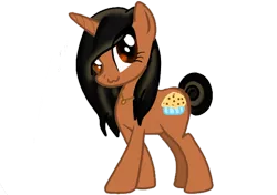 Size: 570x402 | Tagged: safe, artist:sailorcancer1, derpibooru import, oc, oc:pecanny, unofficial characters only, pony, unicorn, :3, female, mare, muffin, pecan, solo