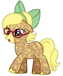 Size: 1266x1522 | Tagged: safe, artist:katcombs, derpibooru import, oc, oc:butter pecan, unofficial characters only, earth pony, pony, pony creator, bow, female, glasses, mare, solo