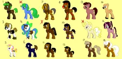 Size: 2687x1315 | Tagged: safe, artist:stealthscream, derpibooru import, oc, unofficial characters only, earth pony, pegasus, pony, turkey, unicorn, pony creator, adoptable, bald, blank flank, bow, braid, clothes, cranberry sauce, female, ham, hat, indian, male, mare, mashed potatoes, native american, pecan, pecan pie, pilgrim, pumpkin pie, stallion, thanksgiving, vest