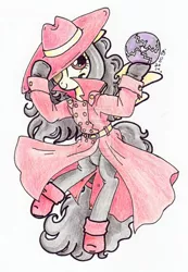 Size: 744x1074 | Tagged: artist:oriwhitedeer, carmen sandiego, derpibooru import, electro orb, ponified, safe, solo, traditional art