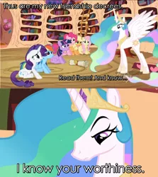 Size: 816x915 | Tagged: applejack, derpibooru import, edit, edited screencap, fluttershy, henry v, image macro, lesson zero, mane six, meme, misspelling, pinkie pie, princess celestia, quote, rainbow dash, rarity, safe, screencap, shakespeare, this will end in death, treason, twilight sparkle, william shakespeare