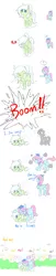 Size: 700x3427 | Tagged: safe, artist:congee-painting, derpibooru import, oc, oc:angel, oc:caibaoreturn, oc:chidey, oc:congee, oc:m@k, oc:vanilla, unofficial characters only, earth pony, pony, unicorn, explosion, female, mare, pixiv