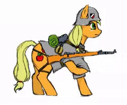 Size: 900x745 | Tagged: applejack, artist:guruhoro, clothes, derpibooru import, gun, military uniform, rifle, safe, solo, stahlhelm, uniform, weapon, wehrmacht, world war ii