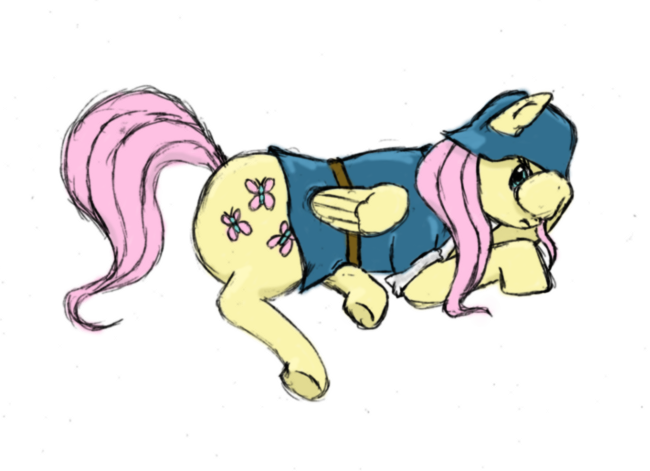 Size: 650x471 | Tagged: artist:guruhoro, clothes, cowering, derpibooru import, fluttershy, luftwaffe, luftwaffe field division, military uniform, safe, solo, uniform, wehrmacht, world war ii