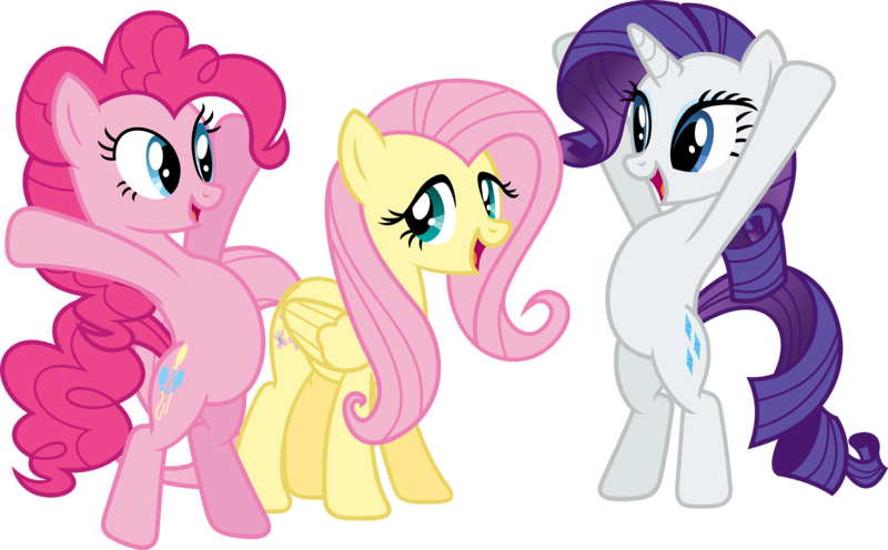 Size: 3569x2214 | Tagged: safe, artist:porygon2z, derpibooru import, fluttershy, pinkie pie, rarity, pony, putting your hoof down, bipedal, simple background, transparent background, vector