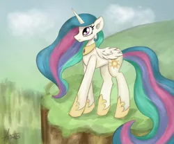 Size: 2551x2126 | Tagged: artist:astralispl, cliff, derpibooru import, princess celestia, safe, solo