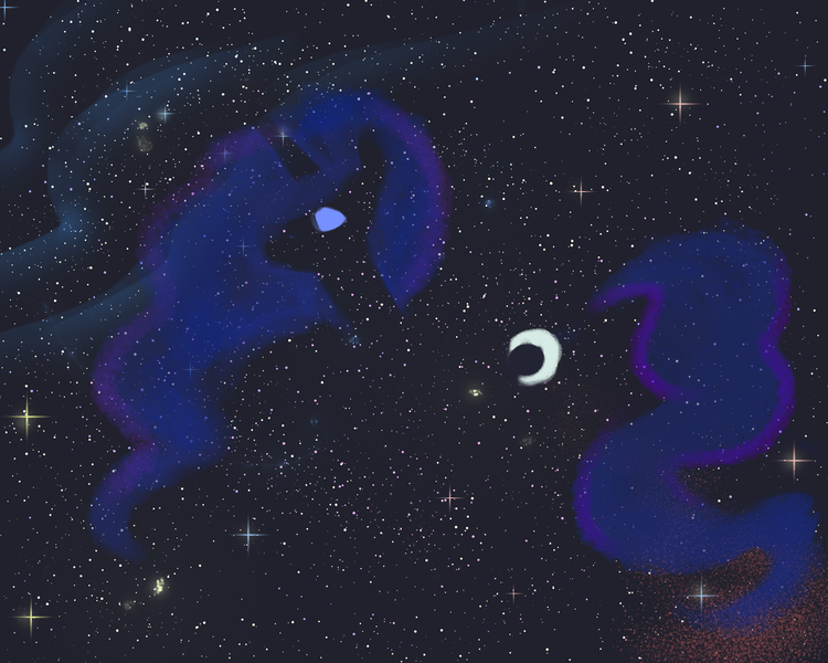 Size: 1280x1024 | Tagged: safe, artist:verrmont, derpibooru import, princess luna, alicorn, pony, lunadoodle, solo, space, stars, transparent