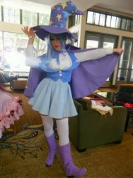 Size: 3240x4320 | Tagged: 2014, artist:snowlillyyukino, cape, clothes, convention, cosplay, derpibooru import, hat, human, irl, irl human, photo, sacanime, sacanime summer, safe, solo, trixie, trixie's cape, trixie's hat