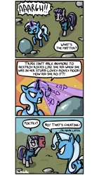 Size: 500x886 | Tagged: safe, artist:foudubulbe, derpibooru import, maud pie, trixie, pony, unicorn, comic:damp rocks, boulder, comic, female, lesbian, magic, mare, mauxie, poetry, shipping