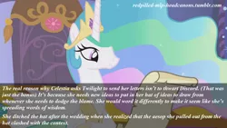 Size: 1280x720 | Tagged: a canterlot wedding, derpibooru import, headcanon, letter, meta, princess celestia, redpilled-mlp-headcanons, safe, screencap, text