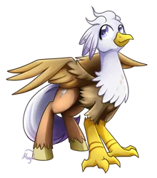 Size: 820x931 | Tagged: safe, artist:lethalauroramage, derpibooru import, oc, oc:silver quill, unofficial characters only, classical hippogriff, hippogriff, cutie mark, non-pony oc, simple background, smiling, solo, spread wings, transparent background