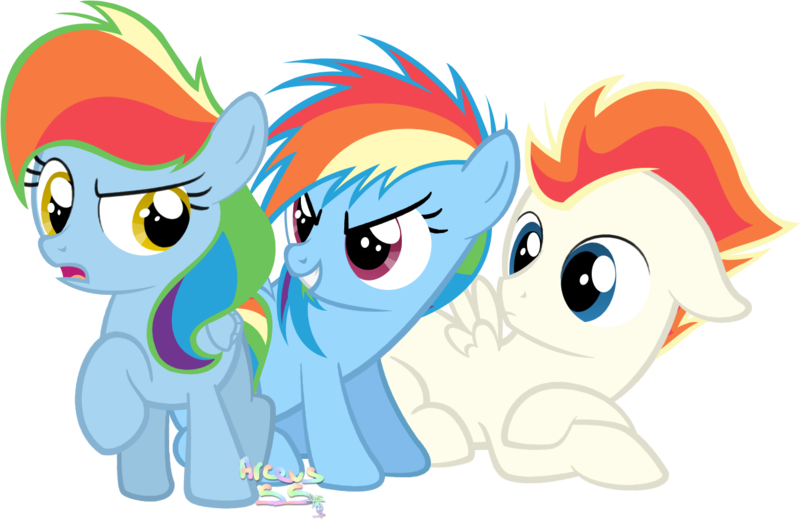 Size: 1348x877 | Tagged: safe, artist:arceus55, derpibooru import, rainbow dash, oc, oc:rainbow bearer, colt, filly, male, simple background, transparent background, younger