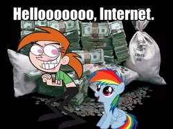 Size: 668x500 | Tagged: crossover, derpibooru import, filly rainbow dash, greed, image macro, meme, money, photoshop, rainbow dash, safe, the fairly oddparents, this will end in tears, vicky