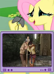 Size: 400x548 | Tagged: atrus, derpibooru import, exploitable meme, fluttercry, fluttershy, happy fluttercry, meme, myst, myst v: end of ages, obligatory pony, releeshahn, safe, tears of joy, tv meme, video game, yeesha