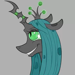 Size: 2048x2048 | Tagged: artist:briarspark, changeling, changeling queen, derpibooru import, female, grin, pixiv, profile, queen chrysalis, safe, solo