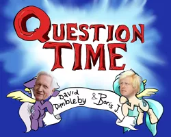 Size: 1280x1024 | Tagged: adventure time, askdisastral, banner, barely pony related, bbc, boris johnson, david dimbleby, derpibooru import, oc, pun, question time, reference, safe, scroll, unofficial characters only