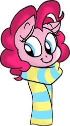 Size: 673x1211 | Tagged: artist:strangiesleepy, clothes, derpibooru import, head, pinkie pie, safe, scarf, simple background, solo, transparent background