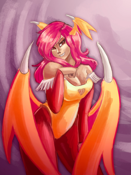 Size: 3000x4000 | Tagged: artist:checkerboardazn, breasts, busty fluttershy, cosplay, darkstalkers, derpibooru import, female, flutterbat, fluttershy, human, humanized, morrigan aensland, solo, solo female, suggestive, winged humanization