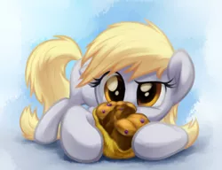 Size: 3900x3000 | Tagged: safe, artist:verulence, derpibooru import, derpy hooves, pegasus, pony, cute, derpabetes, female, high res, mare, muffin, solo