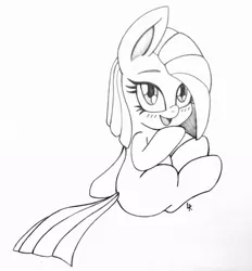 Size: 862x927 | Tagged: artist:dubstepbrony4life, blushing, cute, cuteamena, derpibooru import, diapinkes, filly, happy, lidded eyes, lineart, looking at you, looking back, monochrome, open mouth, pinkamena diane pie, pinkie pie, safe, simple background, sitting, smiling, solo, traditional art, white background