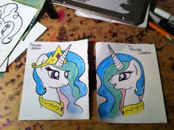 Size: 960x717 | Tagged: safe, artist:bakerninja, derpibooru import, princess celestia, smiling, solo, traditional art