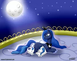 Size: 1900x1500 | Tagged: safe, artist:mamon10, banned from derpibooru, deleted from derpibooru, derpibooru import, princess luna, oc, oc:sleeping dawn, derpibooru dnp artist, image, moon, night, png, sleeping