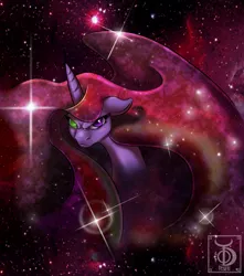 Size: 4590x5183 | Tagged: safe, artist:theonedzaan, derpibooru import, oc, oc:space dementia, unofficial characters only, alicorn, pony, absurd resolution, alicorn oc, angry, floppy ears, frown, glare, heterochromia, looking at you, nebula, nose wrinkle, solo, space