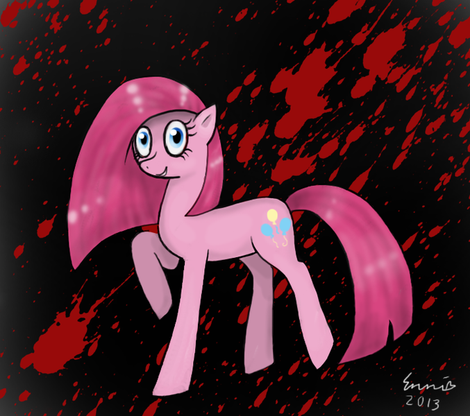 Size: 715x634 | Tagged: grimdark, artist:lakkahillo, derpibooru import, pinkie pie, pinkamena diane pie, solo