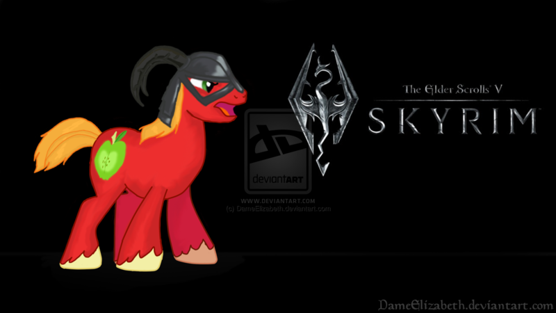 Size: 1600x900 | Tagged: safe, artist:dameelizabeth, derpibooru import, big macintosh, earth pony, pony, crossover, male, skyrim, stallion, the elder scrolls