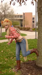 Size: 1233x2192 | Tagged: applejack, artist:bjonsie13, cosplay, derpibooru import, human, irl, irl human, midriff, photo, safe