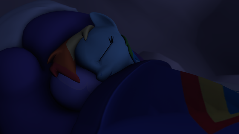 Size: 1280x720 | Tagged: 3d, artist:fruitymilk, derpibooru import, rainbow dash, safe, sleeping, solo, source filmmaker