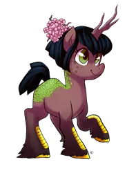Size: 2202x2797 | Tagged: artist:comikazia, blank flank, derpibooru import, flower, kirin, oc, oc:fyra, safe, scales, simple background, solo, transparent background, unofficial characters only, unshorn fetlocks